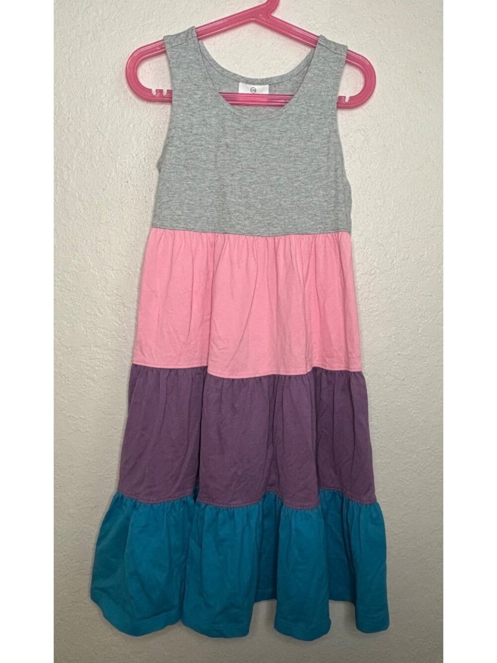 Hanna Andersson Girls Sleeveless Tiered Colorblock Dress Sz 130 (8 Years)